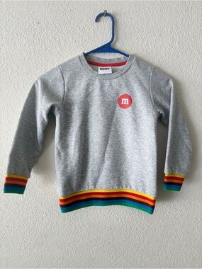 Toddler M&M'S Gray Crewneck Sweatshirt with‎ Red Logo and Rainbow Trim 4T/5T